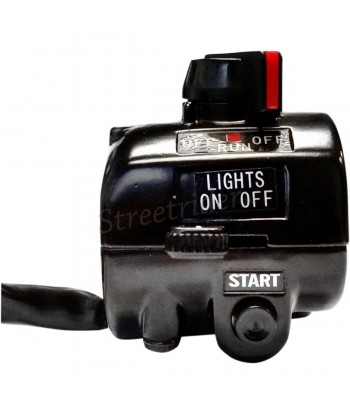 BLOCCO COMANDI VINTAGE NERO DESTRO AVVIAMENTO-ARRESTO-LUCI PER MANUBRIO DA 22 MM. MOTO